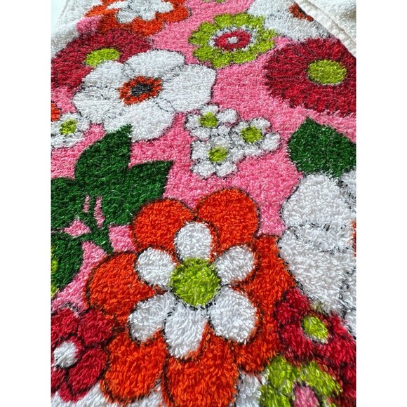 Vintage 70s towel, choice between pink/red or orange/brown daisies - Picture 5 of 9